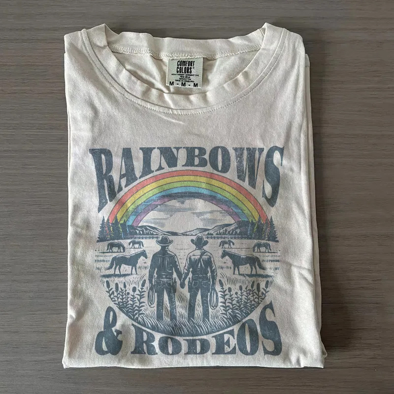 Gay Cowboy Western LGBTQIA Rainbows Rodeo Pride T-shirt