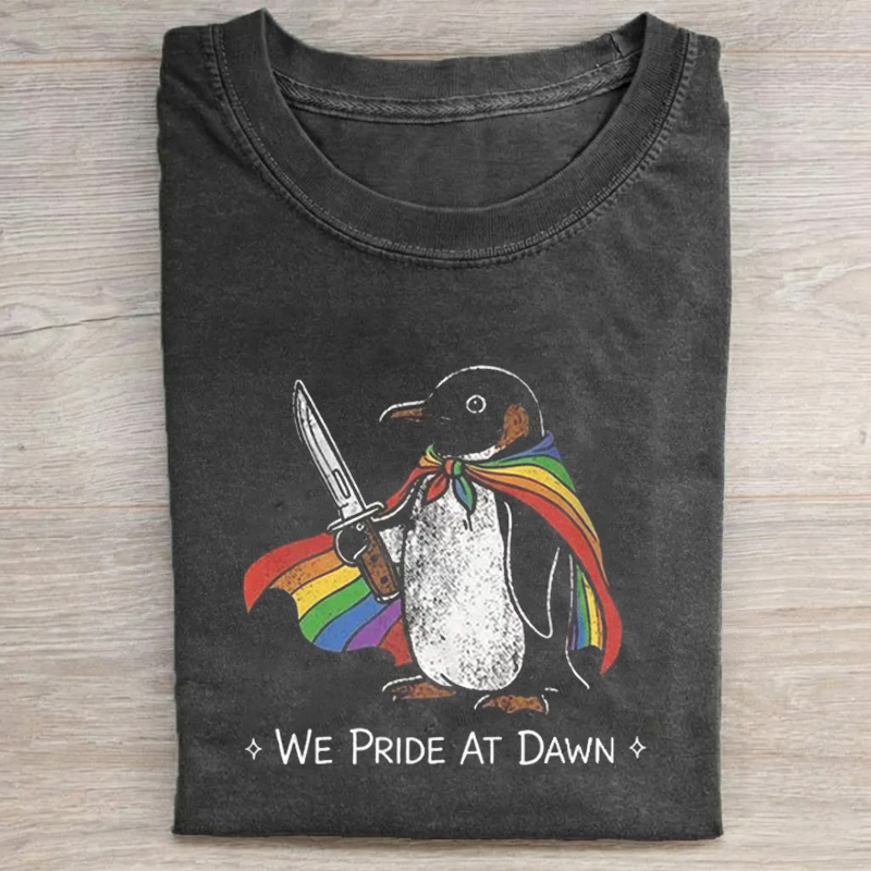We Pride At Dawn Funny Penguin Pride  T-Shirt