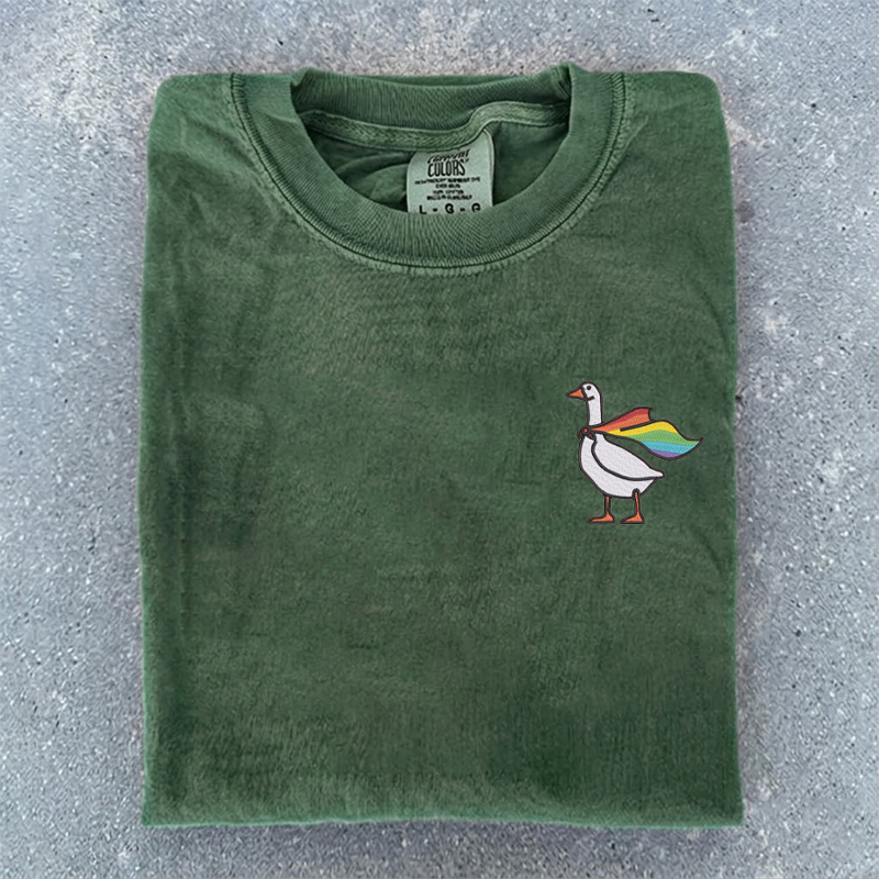 Embroidered Rainbow Goose LGBTQ Pride T-shirt