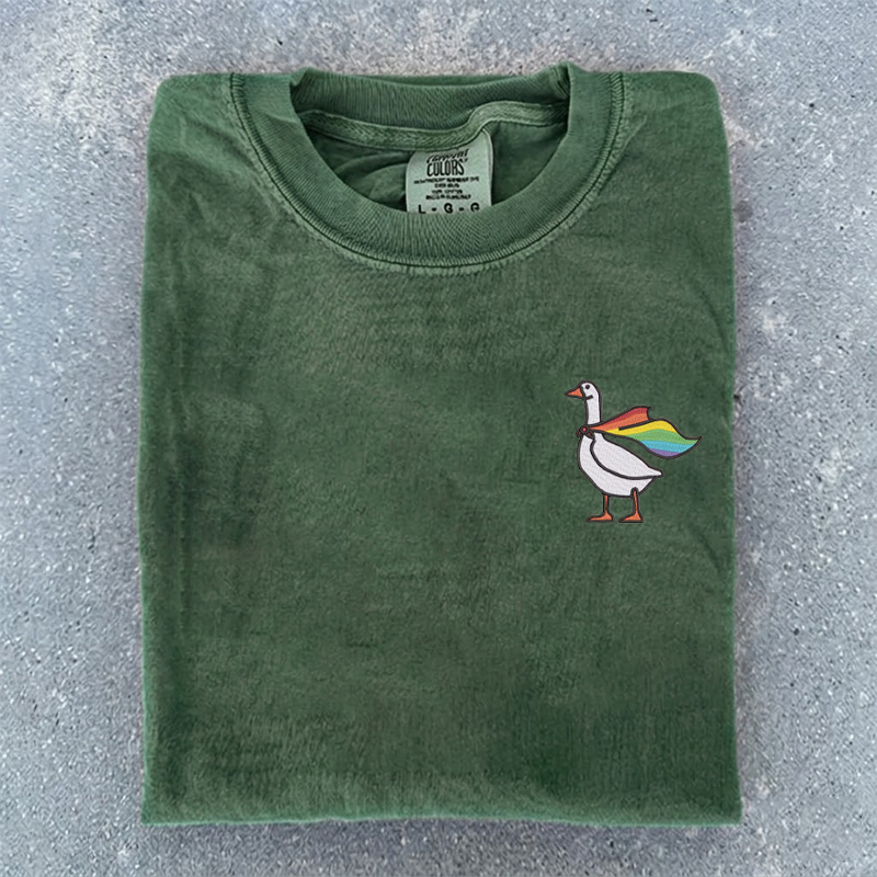 Embroidered Rainbow Goose LGBTQ Pride T-shirt