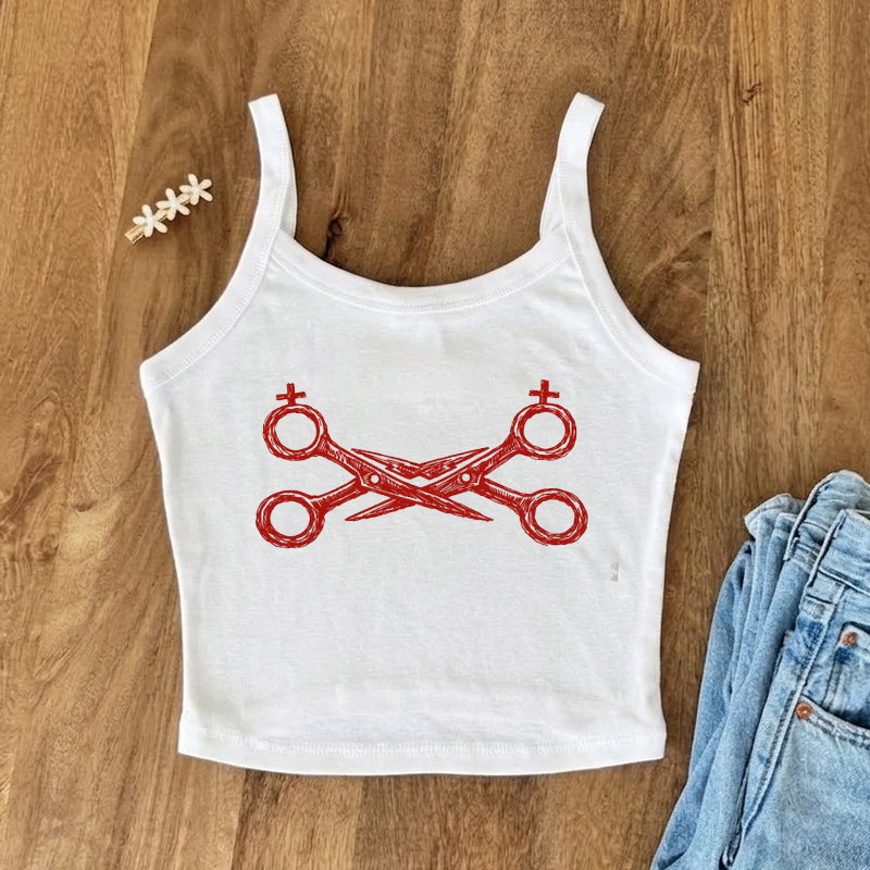 Lesbian Pride Scissors Crop Tank Top