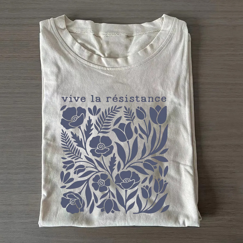 Vive La Resistance Floral Pattern Resist T-Shirt