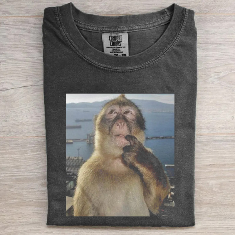 Funny Thinking Monkey Meme T-shirt