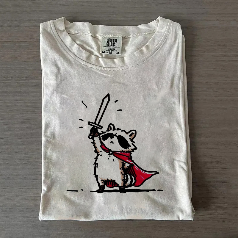 Vintage Raccoon Knight Sword T-shirt