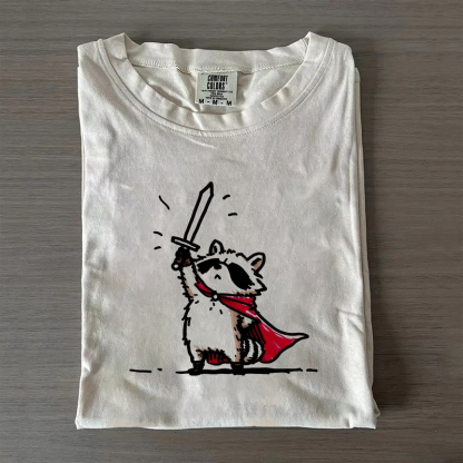 Vintage Raccoon Knight Sword T-shirt