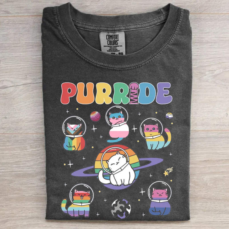 Purride Shirt, Cats In Space Shirt, Rainbow Cats LGBTQ Pride T-shirt
