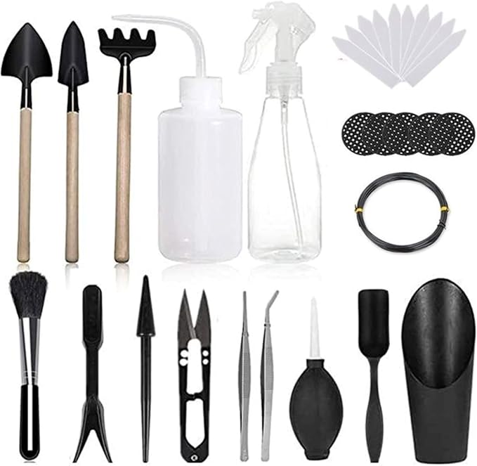 Wavising Sukkulenten-Werkzeuge, 15-teiliges Mini-Gartenwerkzeug-Set, Umpflanzwerkzeug-Set, Sukkulenten-Pflege-Set für Sukkulenten-Miniatur-Gartenpflanzen