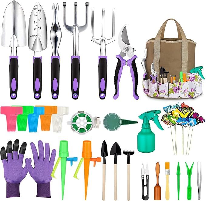 Wavising Gartenarbeit Werkzeug-Set, Gartenarbeit liefert Sukkulenten Werkzeuge Set enthalten, Heavy Duty Aluminium Gartenarbeit Kit für Gartenarbeit, rutschfeste ergonomische Griff Werkzeuge, langlebige Lagerung Tote Bag