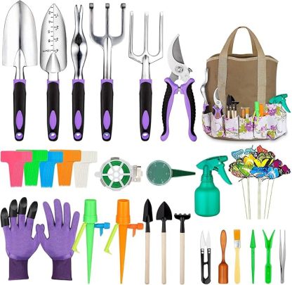 Wavising Gartenarbeit Werkzeug-Set, Gartenarbeit liefert Sukkulenten Werkzeuge Set enthalten, Heavy Duty Aluminium Gartenarbeit Kit für Gartenarbeit, rutschfeste ergonomische Griff Werkzeuge, langlebige Lagerung Tote Bag