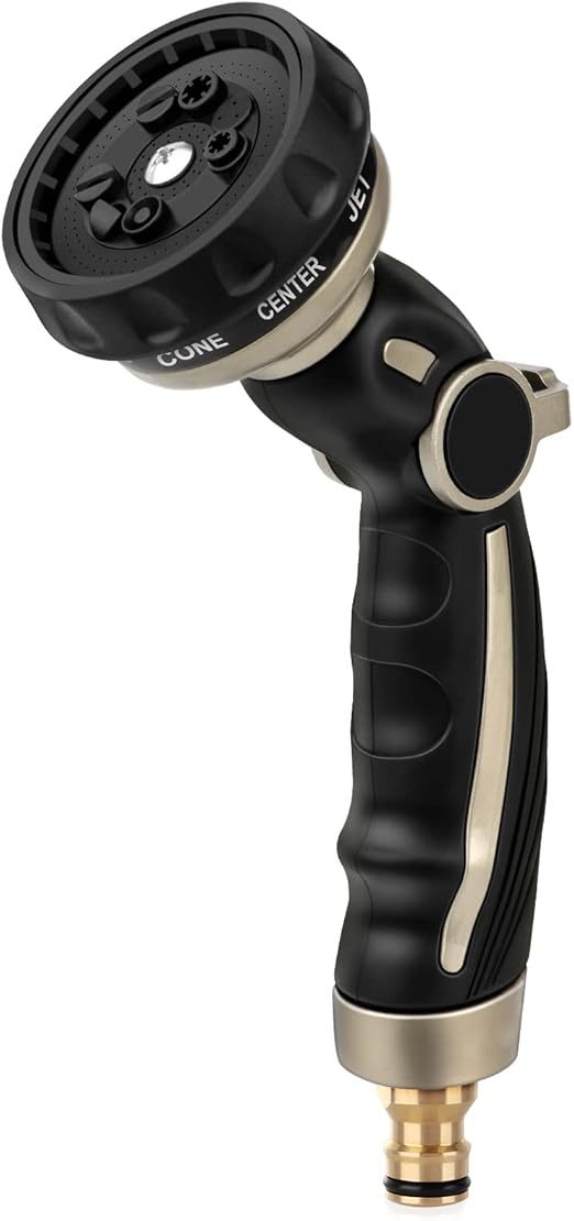 Wavising Gartenschlauch Rohrspritzpistole, Metall Düse Sprayer Heavy Duty mit 9 Mustern, Hochdruck-Wassersprühgerät mit Daumen Flow Control, ideal für Outdoor-Rasen & Pflanzenbewässerung, Auto & Haustier waschen