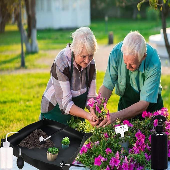 Wavising Sukkulenten-Werkzeuge, 52Pcs Mini-Garten-Werkzeuge, Umpflanzen Werkzeuge Set, Sukkulenten Pflege-Kit mit faltbaren Umtopfen Matte für Indoor-Miniatur-Feen-Gartenarbeit Pflanzenpflege, Potting, Kaktus