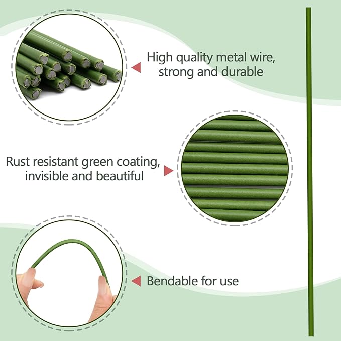Wavising Pflanze Pfähle, 20Pcs Pflanze Sticks, Garten grün biegsam einzigen Stiel Pflanze Unterstützung Pfähle für Innen-und Außenbereich Pflanzen, Topfpflanzen, Blumen Orchidee Pfingstrose Rose-16 Zoll