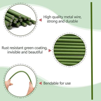 Wavising Pflanze Pfähle, 20Pcs Pflanze Sticks, Garten grün biegsam einzigen Stiel Pflanze Unterstützung Pfähle für Innen-und Außenbereich Pflanzen, Topfpflanzen, Blumen Orchidee Pfingstrose Rose-16 Zoll