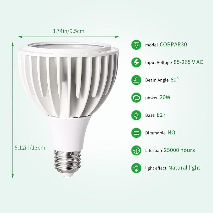 Wavising Grow Light Bulb, Grow Lights for Indoor Plants Full Spectrum, 24 Watt 3000K LED Plant Light Bulb mit High PPFD, Universal E27, Energiesparende Grow Lampe für Aussaat und Wachstum