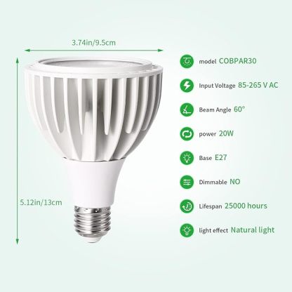 Wavising Grow Light Bulb, Grow Lights for Indoor Plants Full Spectrum, 24 Watt 3000K LED Plant Light Bulb mit High PPFD, Universal E27, Energiesparende Grow Lampe für Aussaat und Wachstum