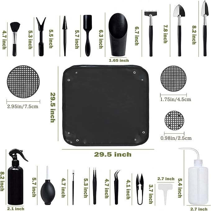 Wavising Sukkulenten-Werkzeuge, 52Pcs Mini-Garten-Werkzeuge, Umpflanzen Werkzeuge Set, Sukkulenten Pflege-Kit mit faltbaren Umtopfen Matte für Indoor-Miniatur-Feen-Gartenarbeit Pflanzenpflege, Potting, Kaktus