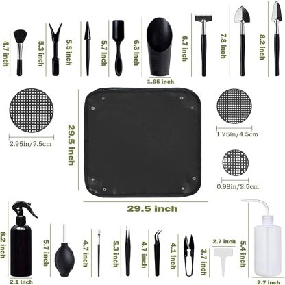 Wavising Sukkulenten-Werkzeuge, 52Pcs Mini-Garten-Werkzeuge, Umpflanzen Werkzeuge Set, Sukkulenten Pflege-Kit mit faltbaren Umtopfen Matte für Indoor-Miniatur-Feen-Gartenarbeit Pflanzenpflege, Potting, Kaktus