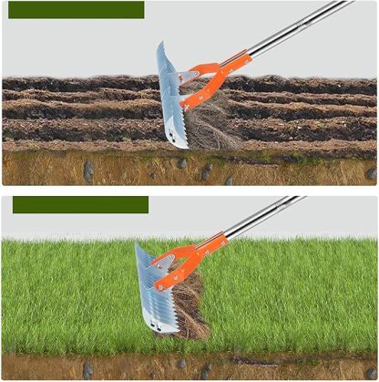 Wavising Gartenwerkzeug Harken | Rasenpflege Harke | Rasenrechen, Grasentferner Gartengeräte, Ergonomischer Griff Garten Boden Harke, Rasen Gras Garten Werkzeug für Jäten, Säen