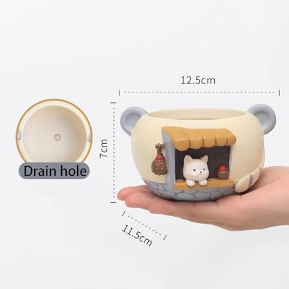 Wavising Cartoon Cute Succulent Plant Pot für Büro Balkon Dekor, Baum Harz Blumentopf für Micro Landschaft Gartenarbeit, Mehrzweck-Stifthalter