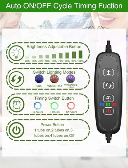 Wavising Wachsen Lichter für Indoor-Pflanzen, 80LEDs Vollspektrum-LED-Pflanzenlampen mit verstellbarem Stativ, 4 Köpfe dimmbar Pflanze wachsen Licht, 3 Beleuchtungsmodi & 3/9/12H Timer für Sämlinge Sukkulenten