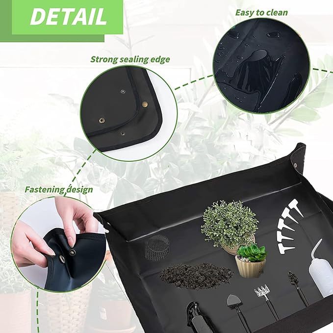 Wavising Sukkulenten-Werkzeuge, 52Pcs Mini-Garten-Werkzeuge, Umpflanzen Werkzeuge Set, Sukkulenten Pflege-Kit mit faltbaren Umtopfen Matte für Indoor-Miniatur-Feen-Gartenarbeit Pflanzenpflege, Potting, Kaktus