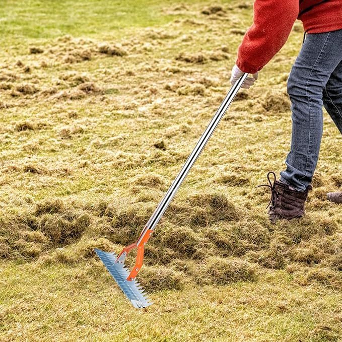 Wavising Gartenwerkzeug Harken | Rasenpflege Harke | Rasenrechen, Grasentferner Gartengeräte, Ergonomischer Griff Garten Boden Harke, Rasen Gras Garten Werkzeug für Jäten, Säen