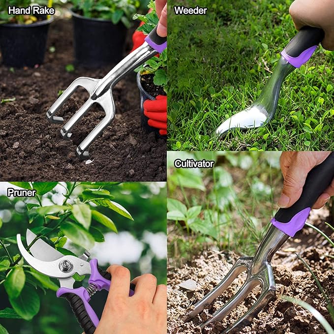 Wavising Gartenarbeit Werkzeug-Set, Gartenarbeit liefert Sukkulenten Werkzeuge Set enthalten, Heavy Duty Aluminium Gartenarbeit Kit für Gartenarbeit, rutschfeste ergonomische Griff Werkzeuge, langlebige Lagerung Tote Bag