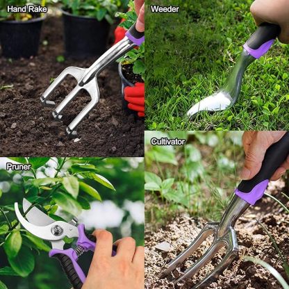 Wavising Gartenarbeit Werkzeug-Set, Gartenarbeit liefert Sukkulenten Werkzeuge Set enthalten, Heavy Duty Aluminium Gartenarbeit Kit für Gartenarbeit, rutschfeste ergonomische Griff Werkzeuge, langlebige Lagerung Tote Bag