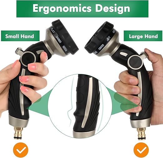 Wavising Gartenschlauch Rohrspritzpistole, Metall Düse Sprayer Heavy Duty mit 9 Mustern, Hochdruck-Wassersprühgerät mit Daumen Flow Control, ideal für Outdoor-Rasen & Pflanzenbewässerung, Auto & Haustier waschen