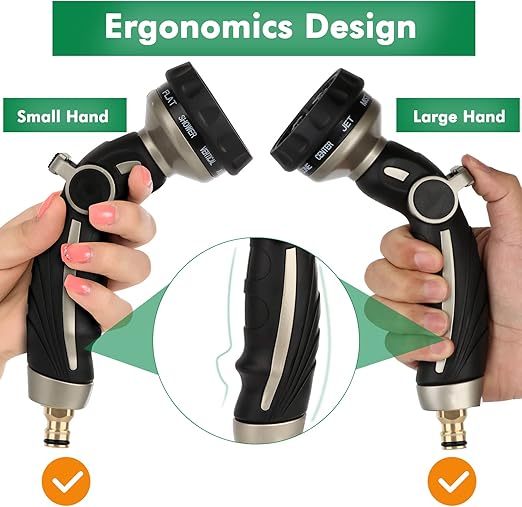 Wavising Gartenschlauch Rohrspritzpistole, Metall Düse Sprayer Heavy Duty mit 9 Mustern, Hochdruck-Wassersprühgerät mit Daumen Flow Control, ideal für Outdoor-Rasen & Pflanzenbewässerung, Auto & Haustier waschen