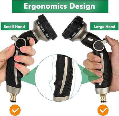 Wavising Gartenschlauch Rohrspritzpistole, Metall Düse Sprayer Heavy Duty mit 9 Mustern, Hochdruck-Wassersprühgerät mit Daumen Flow Control, ideal für Outdoor-Rasen & Pflanzenbewässerung, Auto & Haustier waschen