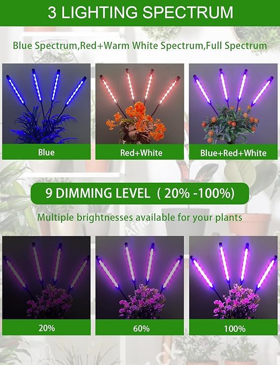 Wavising Wachsen Lichter für Indoor-Pflanzen, 80LEDs Vollspektrum-LED-Pflanzenlampen mit verstellbarem Stativ, 4 Köpfe dimmbar Pflanze wachsen Licht, 3 Beleuchtungsmodi & 3/9/12H Timer für Sämlinge Sukkulenten