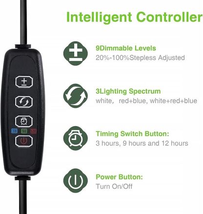 Wavising LED-Wachstumslicht 48 LED-Pflanzenwachstumsleuchten mit 3 Timern und 9 dimmbaren Stufen Höhenverstellbare Vollspektrum-Wachstumslampe Runder Wachstumslichtpfahl für kleine Pflanzen