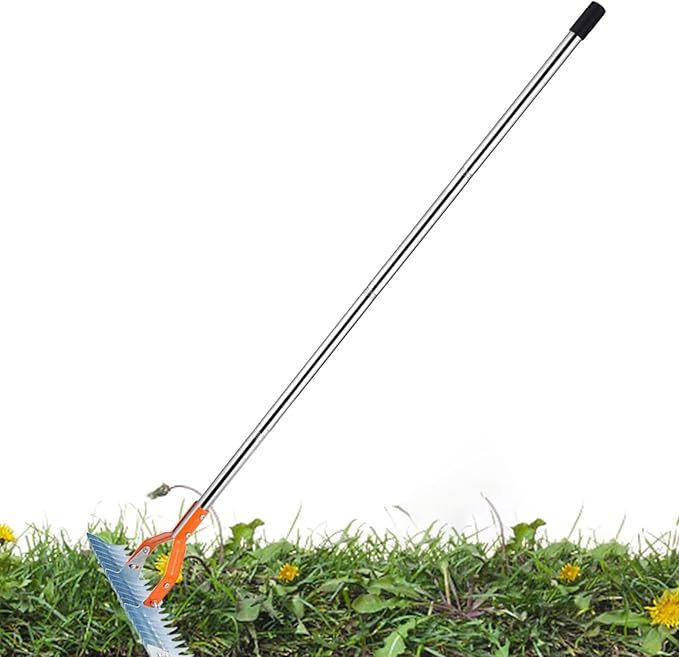 Wavising Gartenwerkzeug Harken | Rasenpflege Harke | Rasenrechen, Grasentferner Gartengeräte, Ergonomischer Griff Garten Boden Harke, Rasen Gras Garten Werkzeug für Jäten, Säen