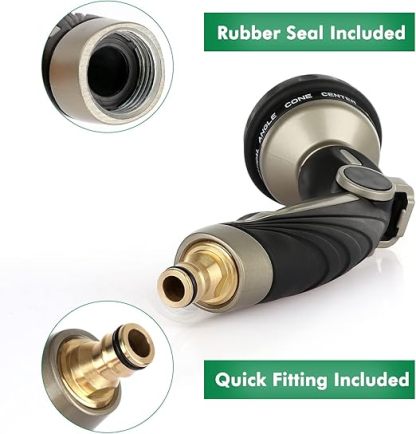 Wavising Gartenschlauch Rohrspritzpistole, Metall Düse Sprayer Heavy Duty mit 9 Mustern, Hochdruck-Wassersprühgerät mit Daumen Flow Control, ideal für Outdoor-Rasen & Pflanzenbewässerung, Auto & Haustier waschen