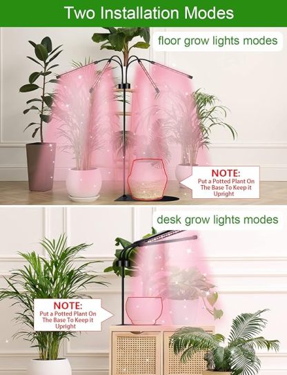 Wavising Wachsen Lichter für Indoor-Pflanzen, 80LEDs Vollspektrum-LED-Pflanzenlampen mit verstellbarem Stativ, 4 Köpfe dimmbar Pflanze wachsen Licht, 3 Beleuchtungsmodi & 3/9/12H Timer für Sämlinge Sukkulenten