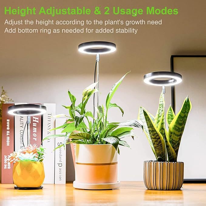Wavising LED-Wachstumslicht 48 LED-Pflanzenwachstumsleuchten mit 3 Timern und 9 dimmbaren Stufen Höhenverstellbare Vollspektrum-Wachstumslampe Runder Wachstumslichtpfahl für kleine Pflanzen