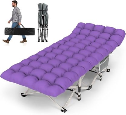Wavising  28In Folding Camping Cot für Erwachsene, Portable Schlafbett mit Matratze, Outdoor Heavy Duty Cot Bett für Camp mit Tragetasche für Haus, Büro, Camp, Reisen, Urlaub (Max Loading 500lbs)