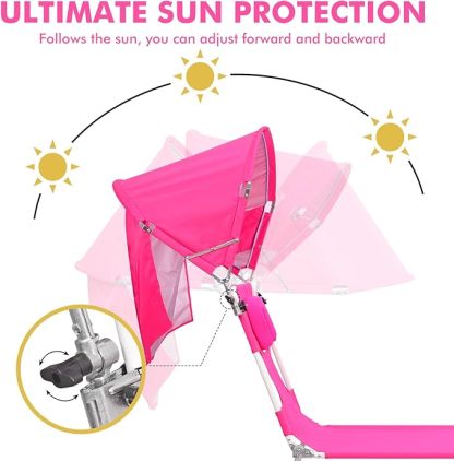 Wavising Backpack Beach Tanning Lounge Chair mit Sonnendach Umbrella Face Hole für Erwachsene draußen Lesen Sonnenbaden Poolside Camping, UPF 50+ Sonnenschutz, Pink