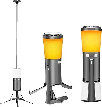 Wavising Camping Laterne Wiederaufladbar, Camping Lichter mit Flammen-Modus, Ausziehbares Licht Stativ, Batteriebetriebene Lichter mit 12000mAh Batterien, Outdoor Tragbare Laternen für Notfall, Ausfälle, Wandern, Camping