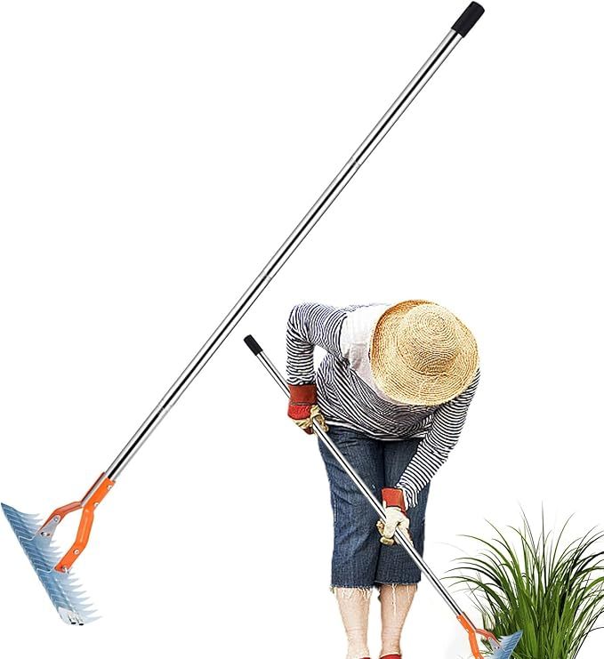 Wavising Gartenwerkzeug Harken | Rasenpflege Harke | Rasenrechen, Grasentferner Gartengeräte, Ergonomischer Griff Garten Boden Harke, Rasen Gras Garten Werkzeug für Jäten, Säen