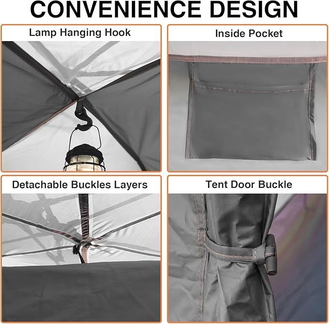 Wavising Zelte für Camping Instant Pop Up Zelte,3 Person Easy Setup Zelt Automatikzelt mit abnehmbarem Außenbereich als Sonnenschutz,Wasserdicht & Winddicht Familienzelte für Camping Outdoor Picknicks Hinterhof