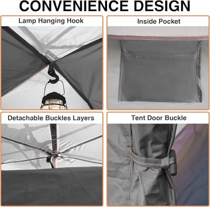 Wavising Zelte für Camping Instant Pop Up Zelte,3 Person Easy Setup Zelt Automatikzelt mit abnehmbarem Außenbereich als Sonnenschutz,Wasserdicht & Winddicht Familienzelte für Camping Outdoor Picknicks Hinterhof