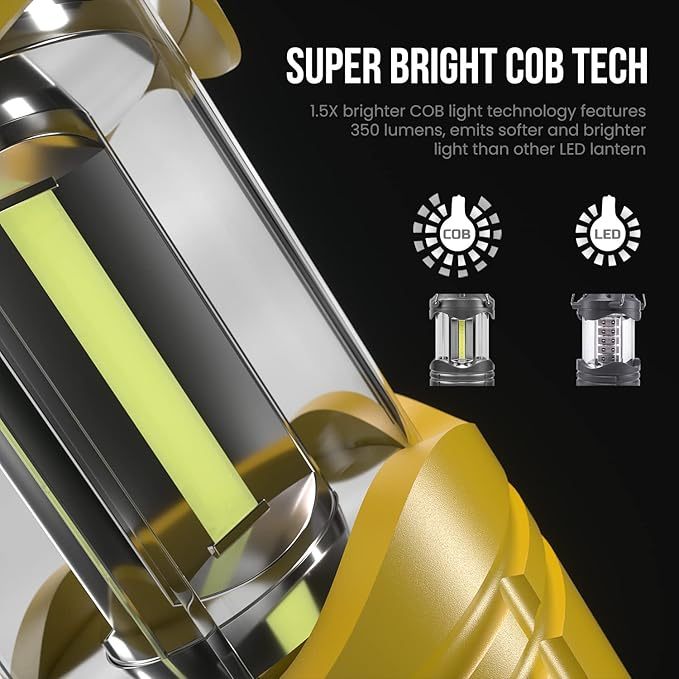 Wavising  4 Pack COB Camping-Laterne, tragbare High Lumen Outdoor Camping-Taschenlampe Taschenlampe Licht, helle Überlebensausrüstung Ausrüstung Kit für Notfall, Wandern, Zelt, Backpacking, Outages, Hurrikane, gelb