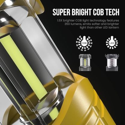 Wavising  4 Pack COB Camping-Laterne, tragbare High Lumen Outdoor Camping-Taschenlampe Taschenlampe Licht, helle Überlebensausrüstung Ausrüstung Kit für Notfall, Wandern, Zelt, Backpacking, Outages, Hurrikane, gelb