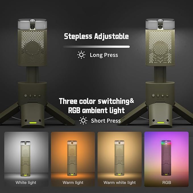 Wavising Camping-Laterne, 14000mAh wiederaufladbare Teleskop-Camping-Lichter mit Magnetfuß, Bluetooth, IPX5 wasserdichte tragbare LED-Taschenlampe für Notfall//Wandern/Camping, Camping Essentials