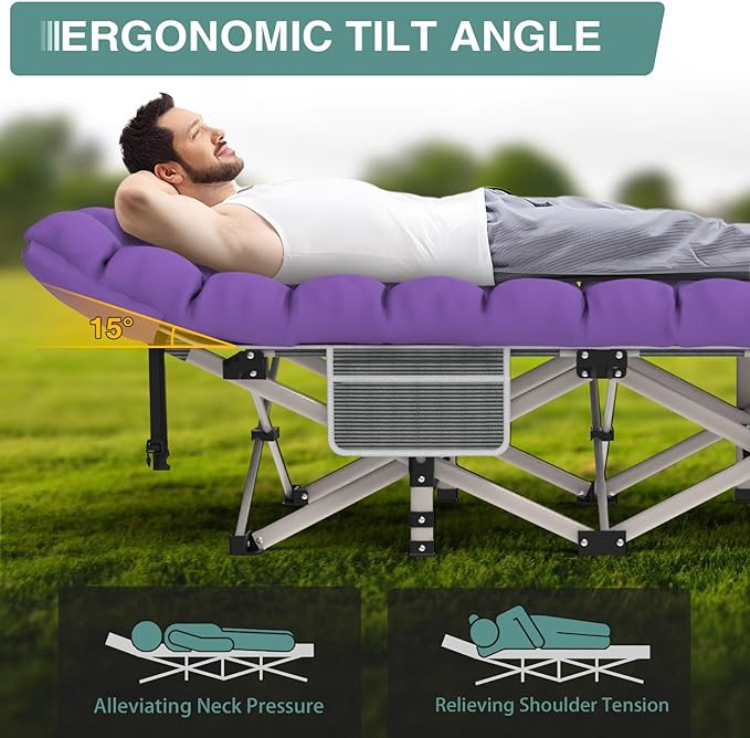 Wavising  28In Folding Camping Cot für Erwachsene, Portable Schlafbett mit Matratze, Outdoor Heavy Duty Cot Bett für Camp mit Tragetasche für Haus, Büro, Camp, Reisen, Urlaub (Max Loading 500lbs)
