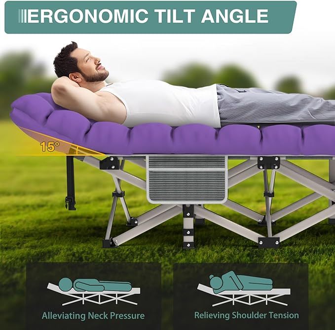 Wavising  28In Folding Camping Cot für Erwachsene, Portable Schlafbett mit Matratze, Outdoor Heavy Duty Cot Bett für Camp mit Tragetasche für Haus, Büro, Camp, Reisen, Urlaub (Max Loading 500lbs)