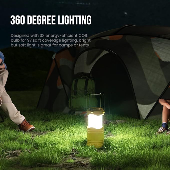 Wavising  4 Pack COB Camping-Laterne, tragbare High Lumen Outdoor Camping-Taschenlampe Taschenlampe Licht, helle Überlebensausrüstung Ausrüstung Kit für Notfall, Wandern, Zelt, Backpacking, Outages, Hurrikane, gelb