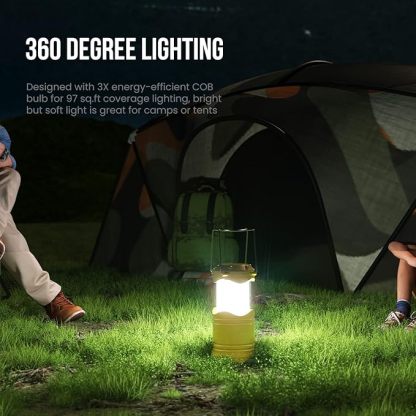 Wavising  4 Pack COB Camping-Laterne, tragbare High Lumen Outdoor Camping-Taschenlampe Taschenlampe Licht, helle Überlebensausrüstung Ausrüstung Kit für Notfall, Wandern, Zelt, Backpacking, Outages, Hurrikane, gelb